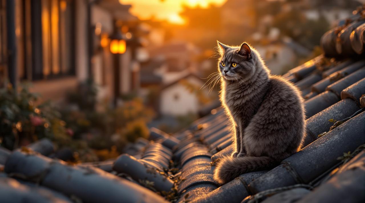 瓦片上的猫 - 香蕉视频 瓦片上的猫